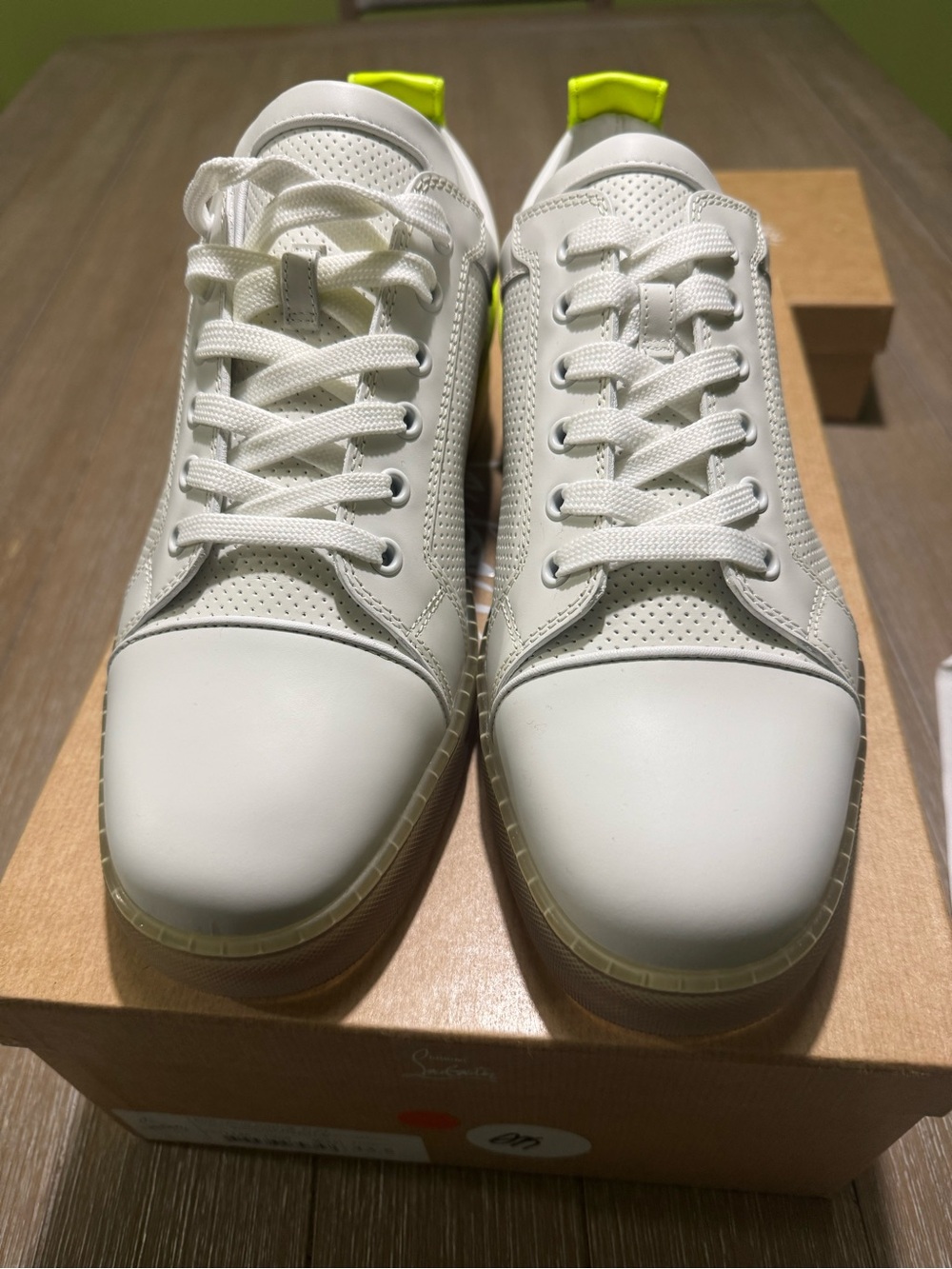 Christian Louboutin Fun Louis Junior Sneakers white/fluo US10.5 New/Box/Receipt